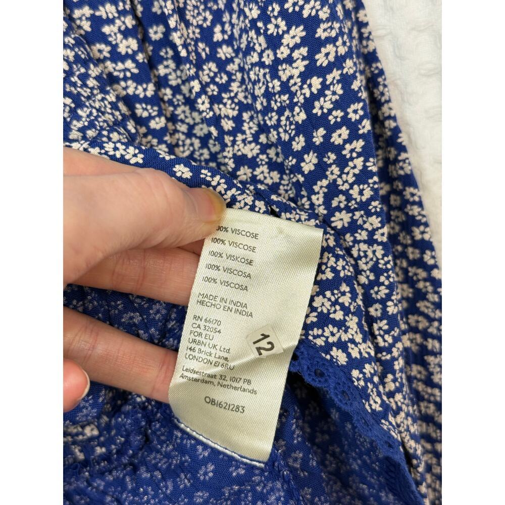NWT Free People Brittnee Blue White Floral Cropped Flowy Top Sz Small N - Picture 5 of 6